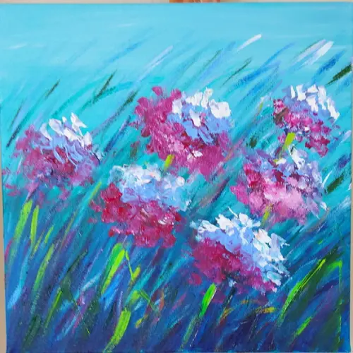 Quadro Pintura em Tela Abstrato Moderno Espatulado Floral