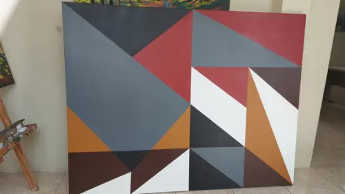 Quadro Pintura em Tela Abstrato Moderno Geométrico
