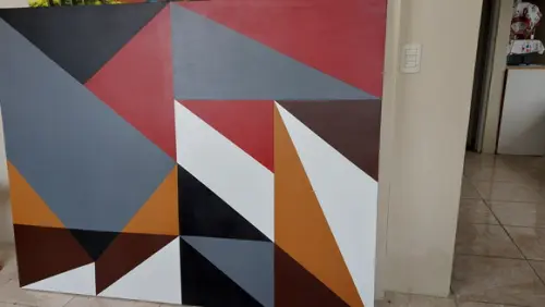 Quadro Pintura em Tela Abstrato Moderno Geométrico para Sala