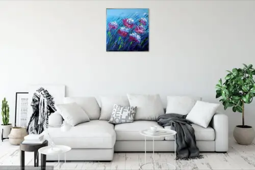 Quadro Pintura em Tela Abstrato Moderno Espatulado Floral