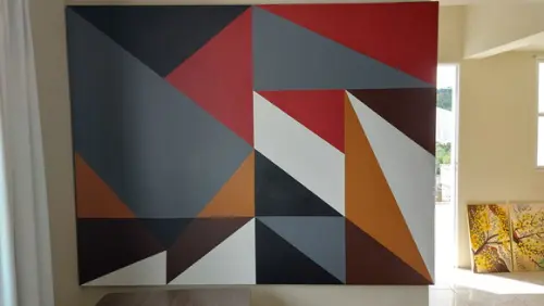 Quadro Pintura em Tela Abstrato Moderno Geométrico