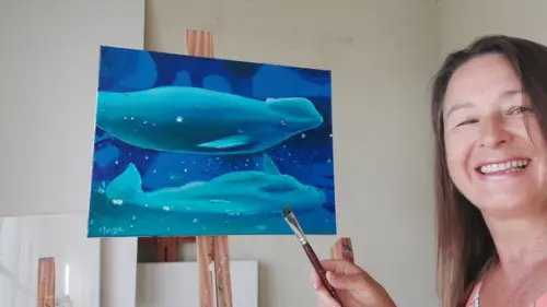 Quadro Pintura em Tela Animais Peixes Golfinhos Nadando Mar