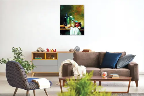 Quadro Pintura em Tela Cozinha Gourmet Vinho Cebolas