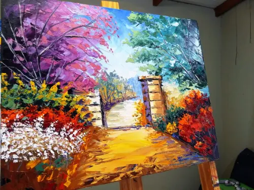 Quadro Pintura em Tela Paisagem Abstrato Portão Black Friday
