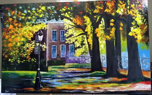 Quadro Pintura em Tela Paisagem Casa na Fazenda Black Friday