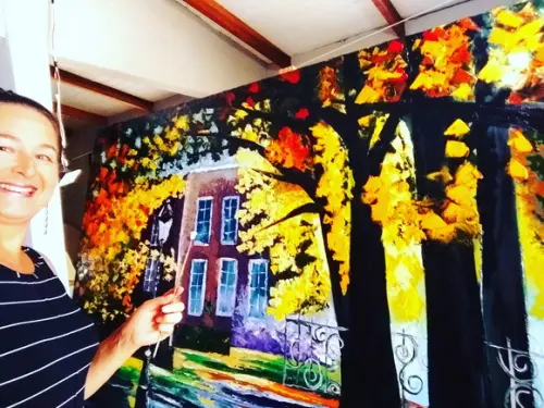 Quadro Pintura em Tela Paisagem Casa na Fazenda Black Friday