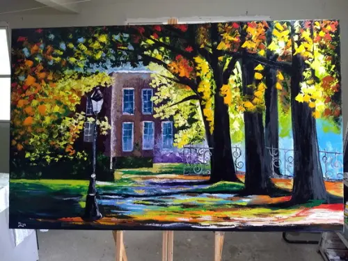 Quadro Pintura em Tela Paisagem Casa na Fazenda Black Friday