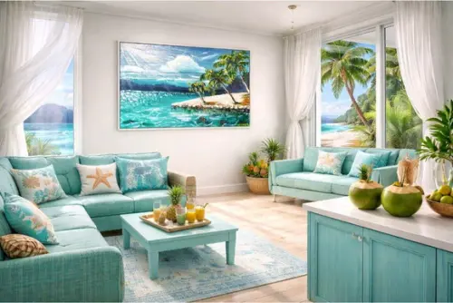 Quadro Pintura em Tela Paisagem Marina Praia dos Coqueiros