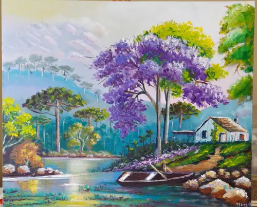 Quadro Pintura em Tela Paisagem Presente de Natal