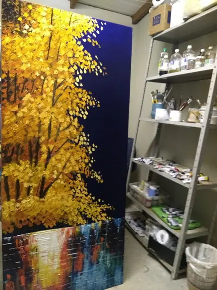 Quadro Pintura em Tela Paisagem Reflexo na Água Black Friday