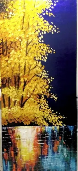 Quadro Pintura em Tela Paisagem Reflexo na Água Black Friday