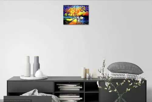 Quadro Pintura em Tela Paisagem Urbana Rio Sena Black Friday