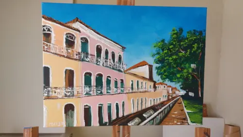 Quadro Pintura em Tela Paisagem Urbana São Luís Maranhão