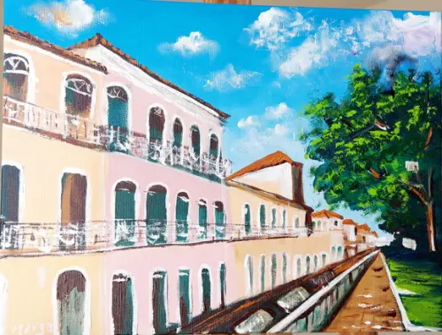 Quadro Pintura em Tela Paisagem Urbana São Luís Maranhão