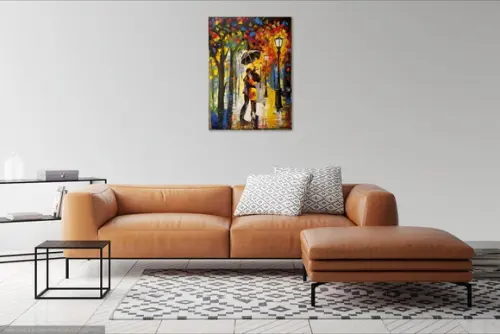 Quadro Pintura em Tela Urbana Dançando na Chuva Black Friday