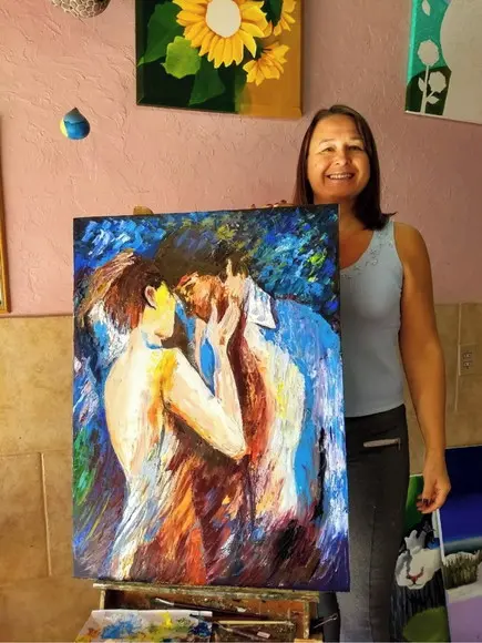 Quadro Pintura Moderno Amor Beijo Casal Love Black Friday
