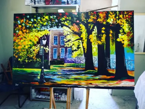 Quadro Pintura Moderno Paisagem Casa Fazenda Black Friday