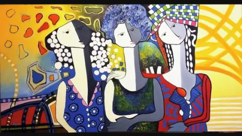 Quadro Pintura Mulheres Amizade União Releitura Black Friday