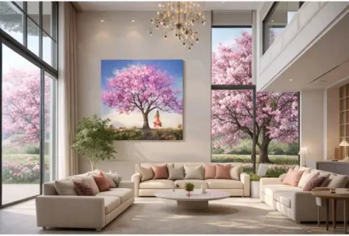 Quadro Pintura Tela Jacarandá Mulher no Balanço Black Friday