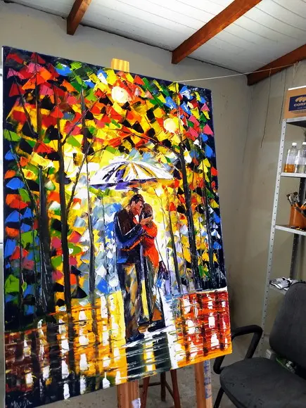 Quadro Pintura Tela Paisagem Abstrato Moderno Beijo Quente