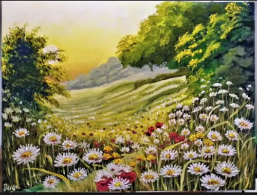Quadro Pintura Tela Paisagem Amanhecer no Campo Black Friday