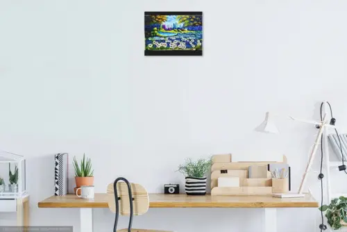 Quadro Pintura Tela Paisagem Campo Florido Presente de Natal