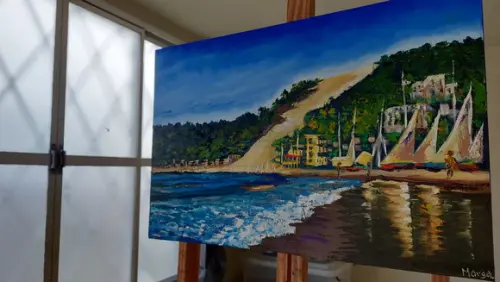 Quadro Pintura Tela Paisagem Praia Morro do Careca