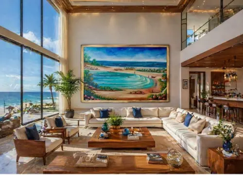 Quadro Pintura Tela Paisagem Marina Praia Vila de Pescadores