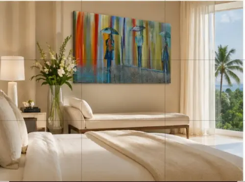 Quadro Pintura Tela Paisagem Urbana Abstrato Moderno Neblina