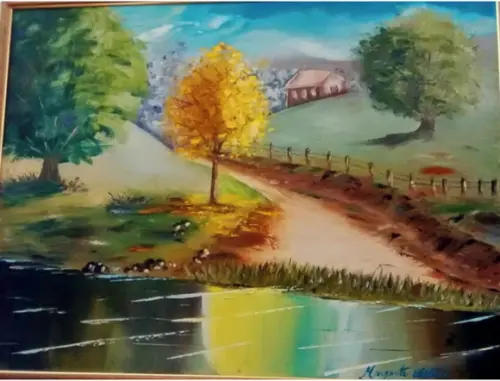 Quadro Sala e Quarto Pintura Tela Paisagem Plátano