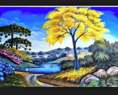 Quadro Sala e Quarto Pintura Tela Paisagem Presente de Natal