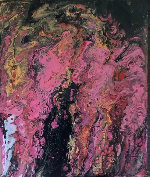 Quadros Abstrato Fluido Pouring Rose Presente de Natal