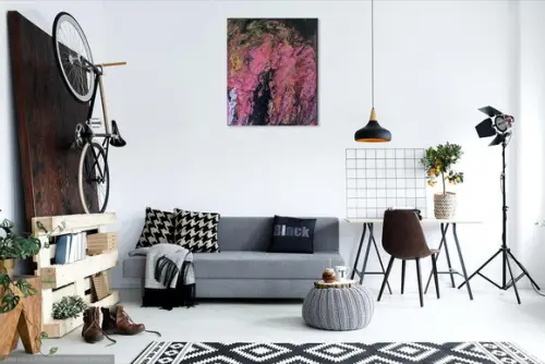 Quadros Abstrato Fluido Pouring Rose Presente de Natal