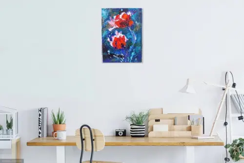 Quadros Abstrato Moderno Floral Papoulas Presente de Natal