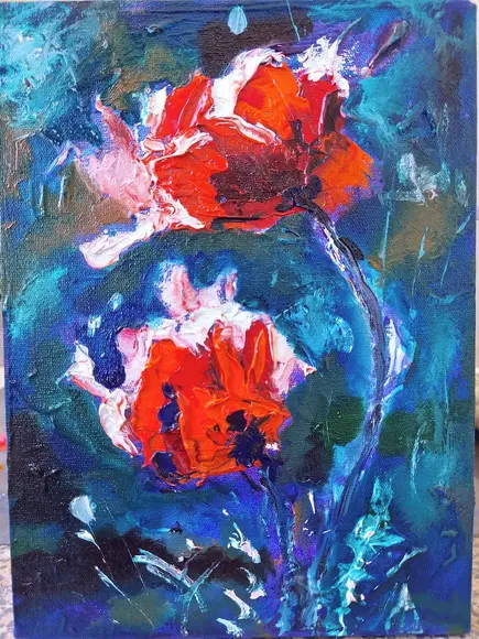 Quadros Abstrato Moderno Floral Papoulas Presente de Natal