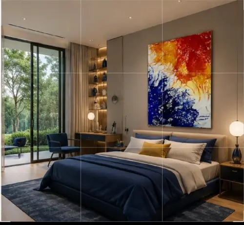 Quadros Abstrato Moderno Fluido Blue Orange Black Friday