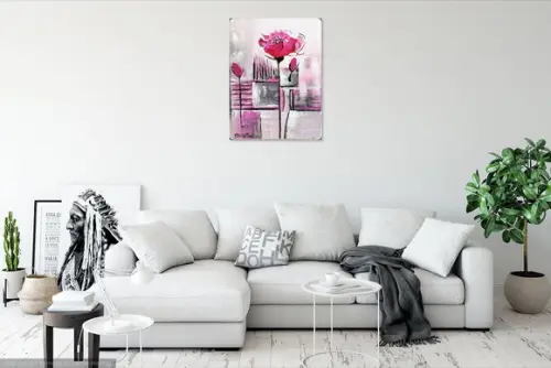 Quadros Abstrato Moderno Papoula Rosa Presente de Natal