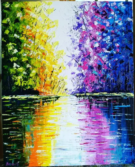 Quadros Abstrato Moderno Reflexo na Água Black Friday