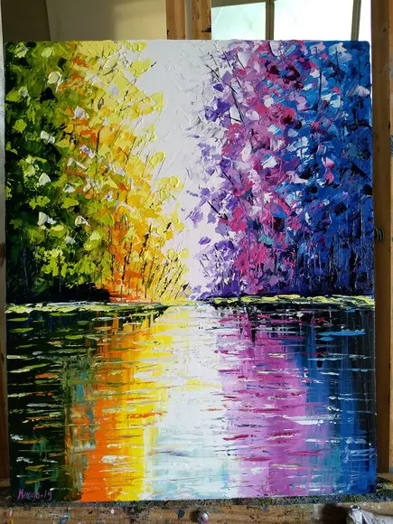 Quadros Abstrato Moderno Reflexo na Água Black Friday
