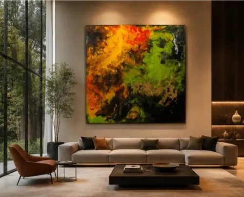 Quadros Acrílico Fluído Multicor Pouring Presente de Natal
