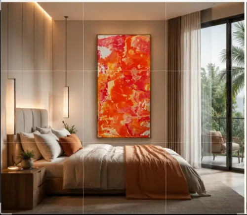 Quadros Acrílico Fluído Red Pouring Presente de Natal