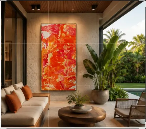Quadros Acrílico Fluído Red Pouring Presente de Natal