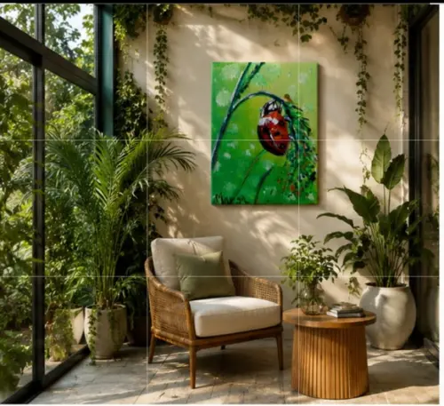 Quadros Decorativo Pintura em Tela Animal Natureza Joaninha