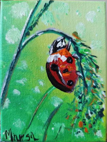 Quadros Decorativo Pintura em Tela Animal Natureza Joaninha