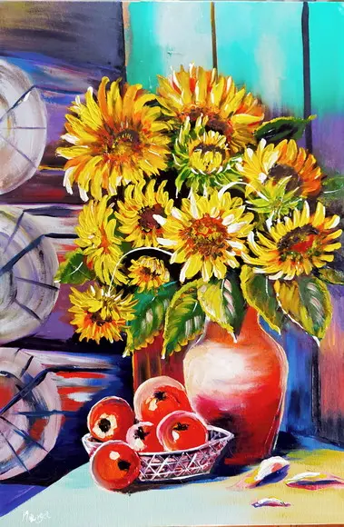 Quadros Decorativos Floral Girassóis Presente de Natal