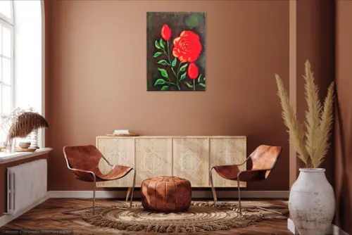 Quadros Decorativos Floral Rosa Vermelha Presente de Natal