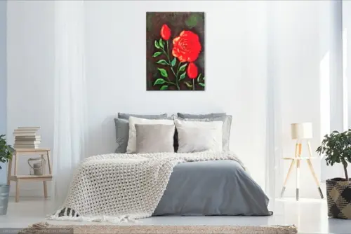Quadros Decorativos Floral Rosa Vermelha Presente de Natal