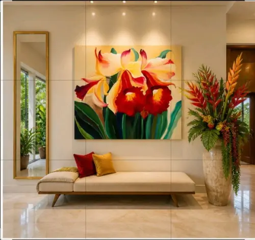 Quadros Decorativos Floral Orquídeas Bordô Presente de Natal
