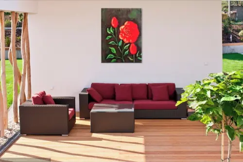 Quadros Decorativos Floral Rosa Vermelha Presente de Natal