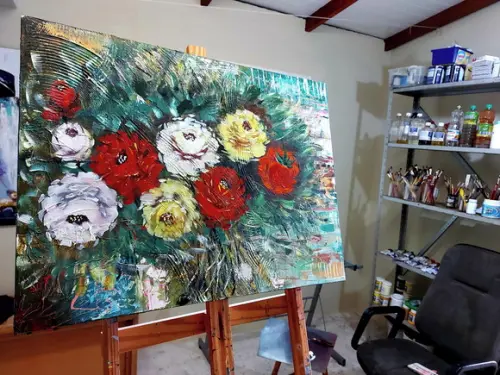 Quadros Decorativos Floral Rosas Abstrato Presente de Natal